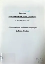 Cover Nachtrag zum Wörterbuch Esperanto - Deutsch von F. Okelmann 3. Auflage von 1993